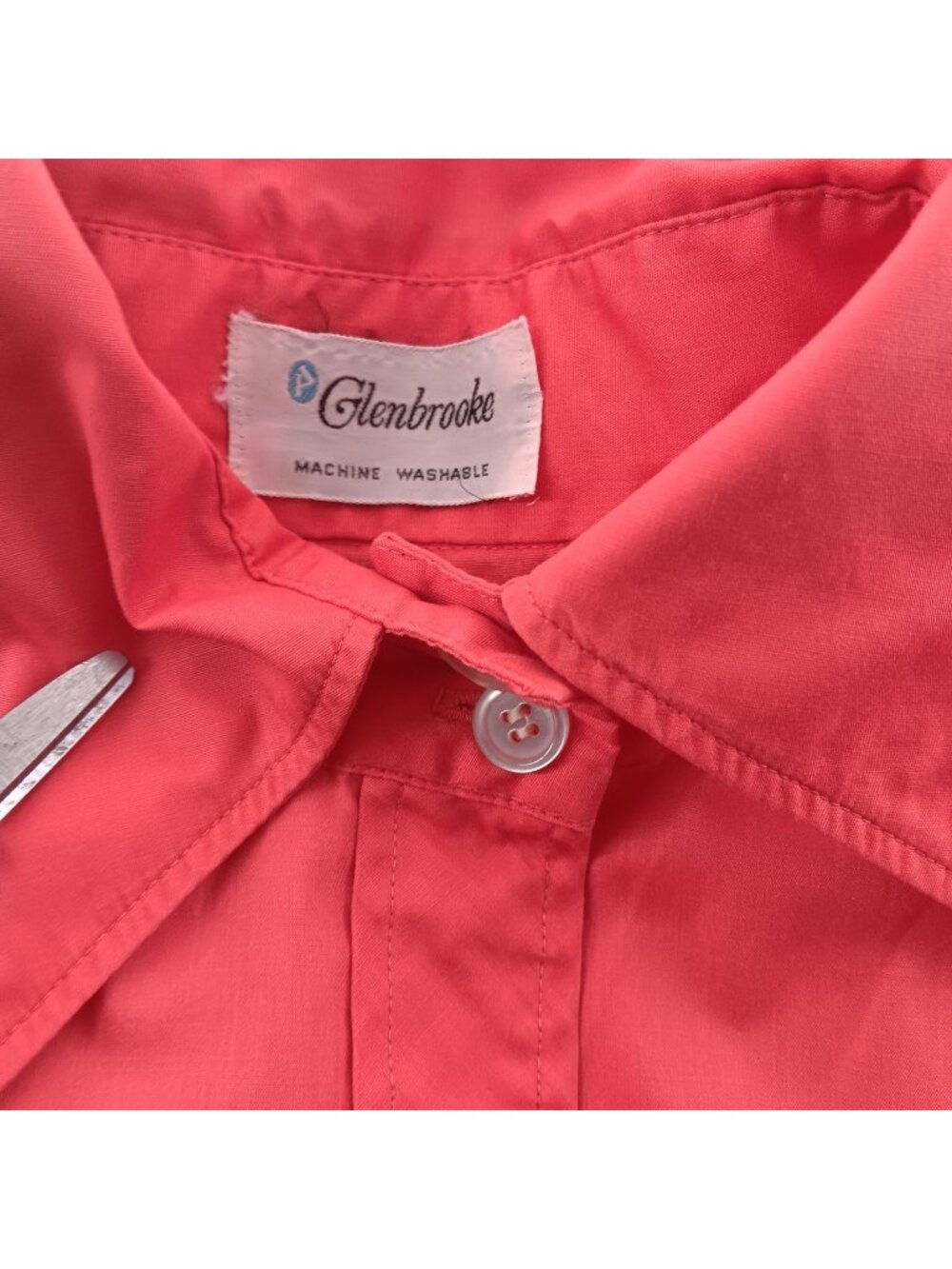 Medium Vintage Blouse Mod Top Glenbrooke Peach Pink Pointed Collar Garage Indy